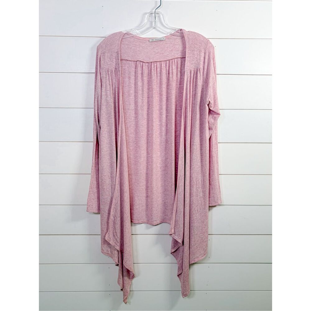 Veveret Women's Open Front Asymmetric Draped Knit Cardigan Pink Size Medium